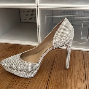 Silver bedazzled heels